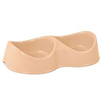 Миска пластиковая двойная "Бисквит", 2*0,2л, бежевая