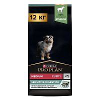 Сухой корм PRO PLAN® SENSITIVE DIGESTION для щенков средних пород с чувствительным пищеварением с ягненком, 12 кг