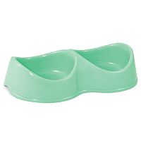 Миска пластиковая двойная "Бисквит", 2*0,2л, бирюзовая